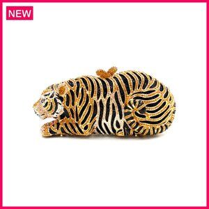 Sparkling Rhinestone Tiger Evening Clutch Prom Party Purse Handbag
